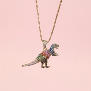 Drenge Piger Rhinestone Dinosaur Pendant Halskæde Børns Gave