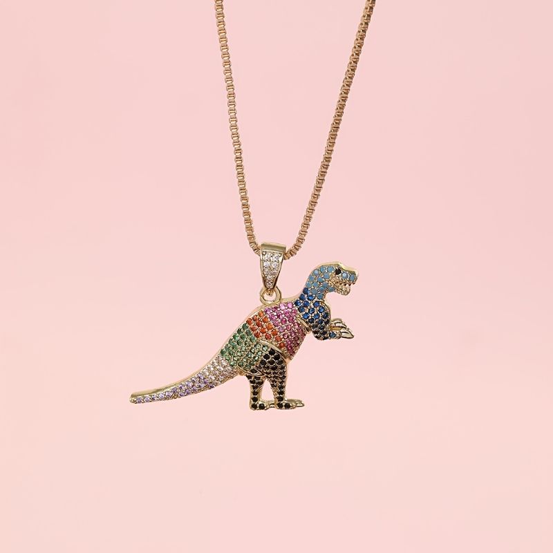 Drenge Piger Rhinestone Dinosaur Pendant Halskæde Børns Gave