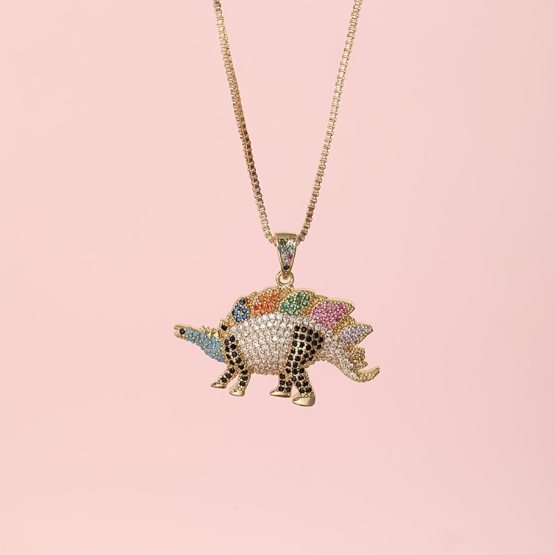 Drenge Piger Rhinestone Dinosaur Pendant Halskæde Børns Gave