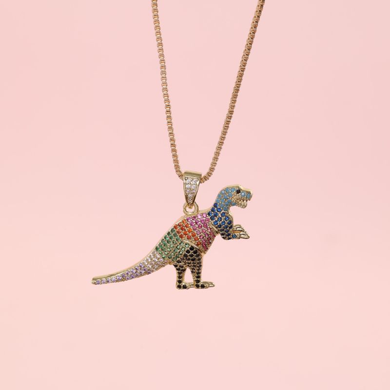 Drenge Piger Rhinestone Dinosaur Pendant Halskæde Børns Gave