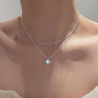 Hjerteformet Vedhæng Halskæde Med Sølvfarvet Choker Chic Design Til Kvinder Piger Dagligt Slid