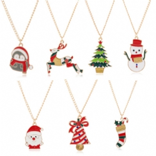 Julehalskæder Emalje Xmas Tree Bell Santa Snowflake Halskæde Vedhæng Til Kvinder Mænd Gaver Trendy Smykker Til Børn Voksen