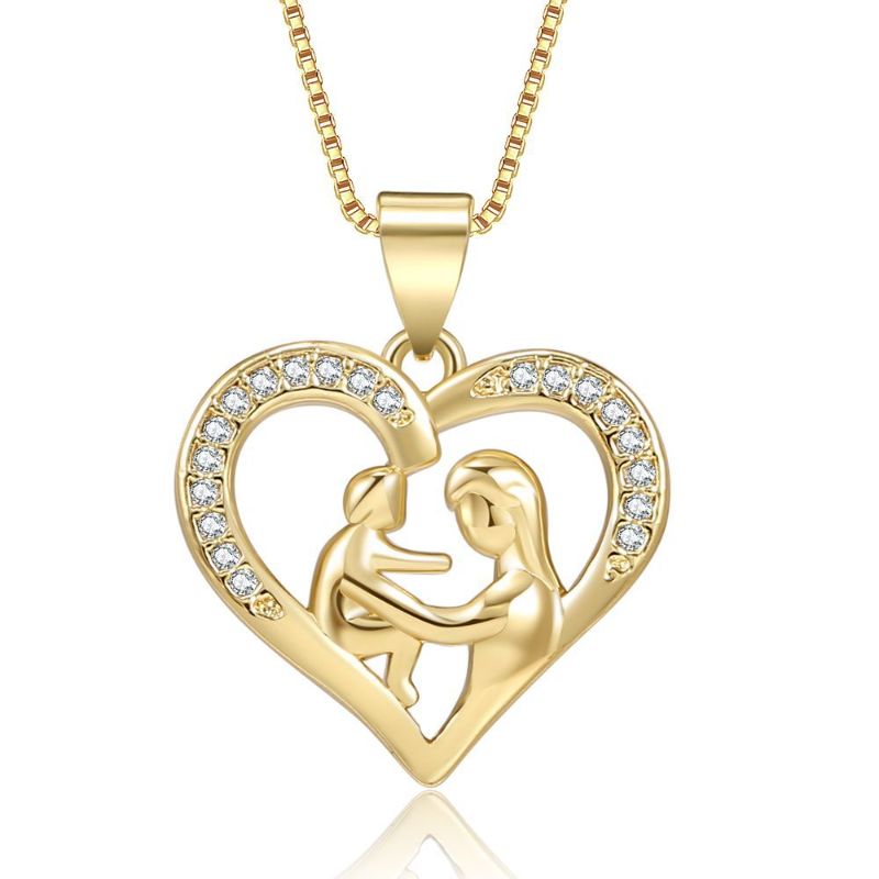 Love Mother Børn Indlagt Rhinestone Pendant Halskæde Thanksgiving Mors Dag Gave