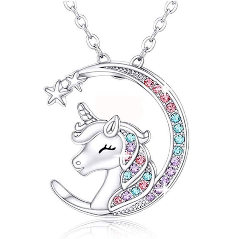 Moon Unicorn Vedhæng Halskæde Jul Fødselsdagsfest Gaver Til Baby Piger Toddler Børn