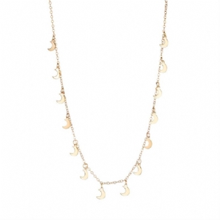 Sparkly Charm Halskæde Mønster Of Moon Pendant Minimalistisk Kort Kæde Smykker Til Kvinder Piger