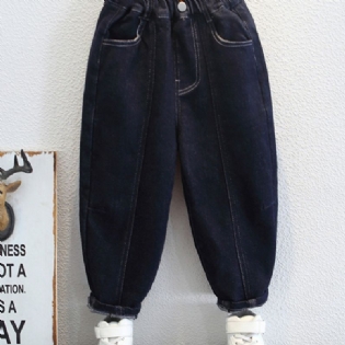 1 Stk Drenge Casual Denim Jeans Med Lomme Til Vinter