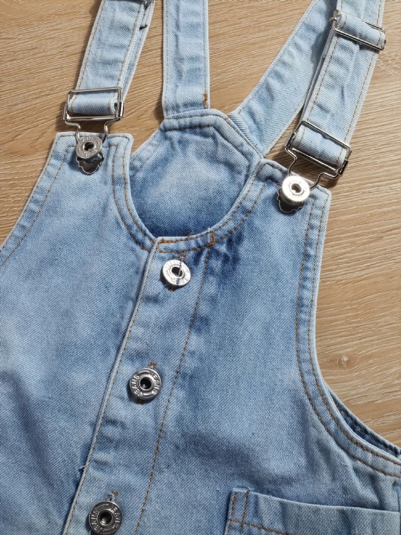 2 Stk. Piger Casual Strikkede Toppe & Suspender Denim Jeans Sæt Til Vinter