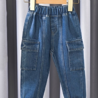 2023 Nye Piger Drenge Massiv Denim Casual Jeans Joggerbukser