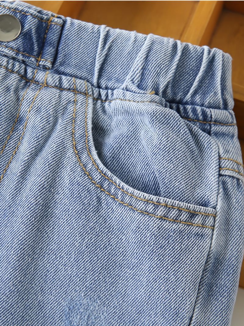 Baby Børn Drenge Solide Jeans Elastisk Linning Denimbukser Børnetøj