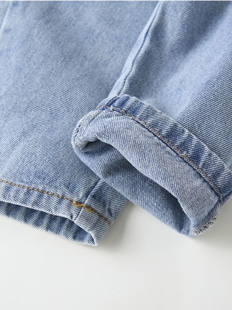 Baby Børn Drenge Solide Jeans Elastisk Linning Denimbukser Børnetøj