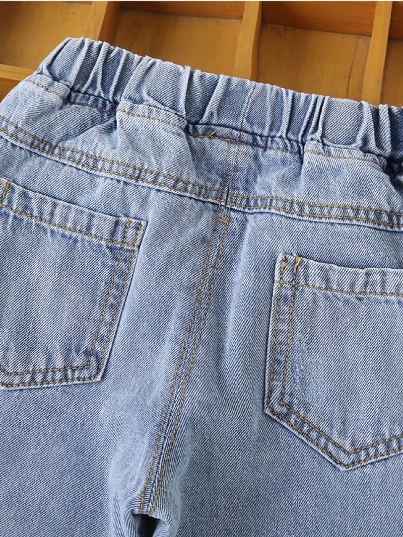 Baby Børn Drenge Solide Jeans Elastisk Linning Denimbukser Børnetøj