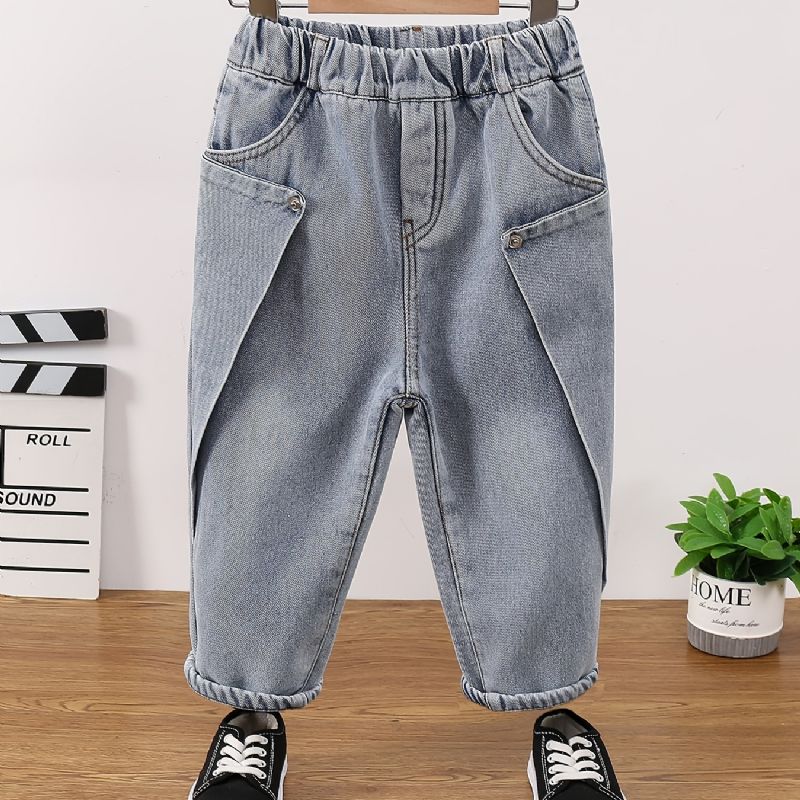 Baby Drenge Jeans Casual Ensfarvede Bukser Børnetøj