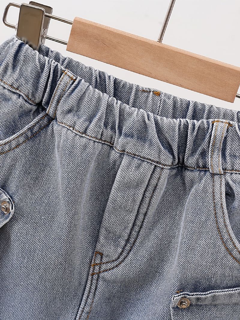 Baby Drenge Jeans Casual Ensfarvede Bukser Børnetøj