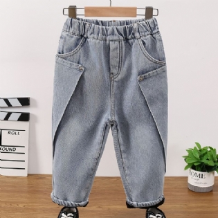 Baby Drenge Jeans Casual Plys Varm Elastisk Talje Bukser Børnetøj