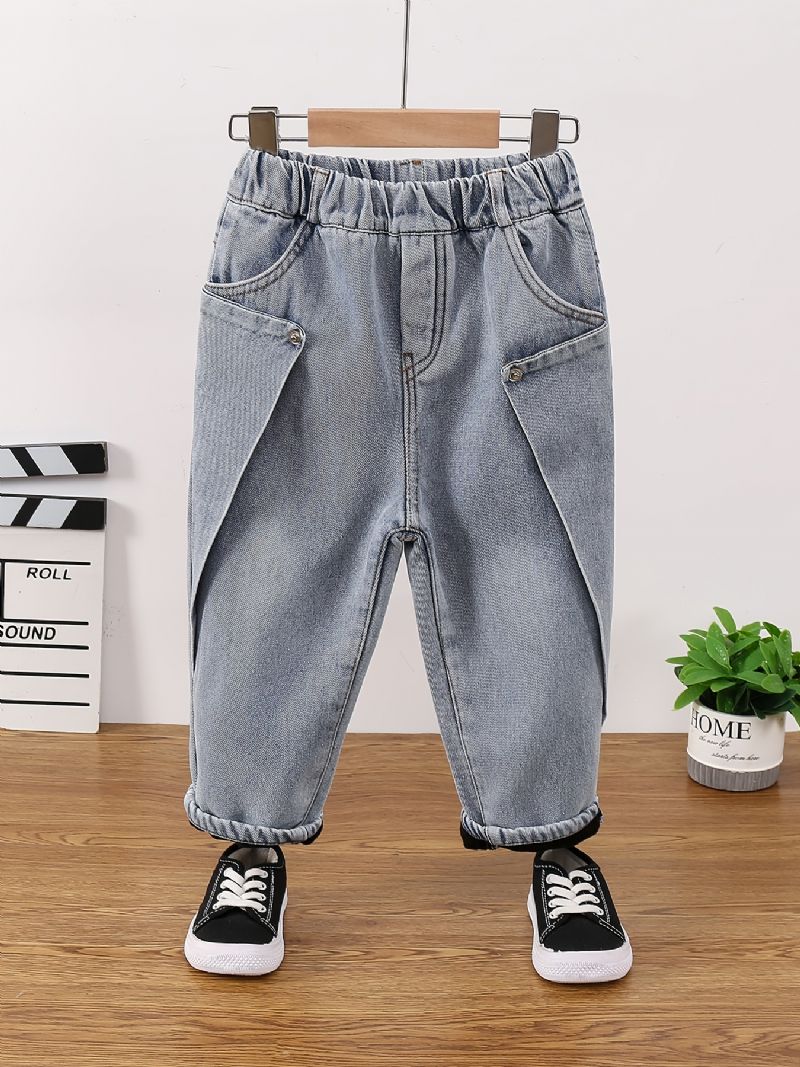 Baby Drenge Jeans Casual Plys Varm Elastisk Talje Bukser Børnetøj