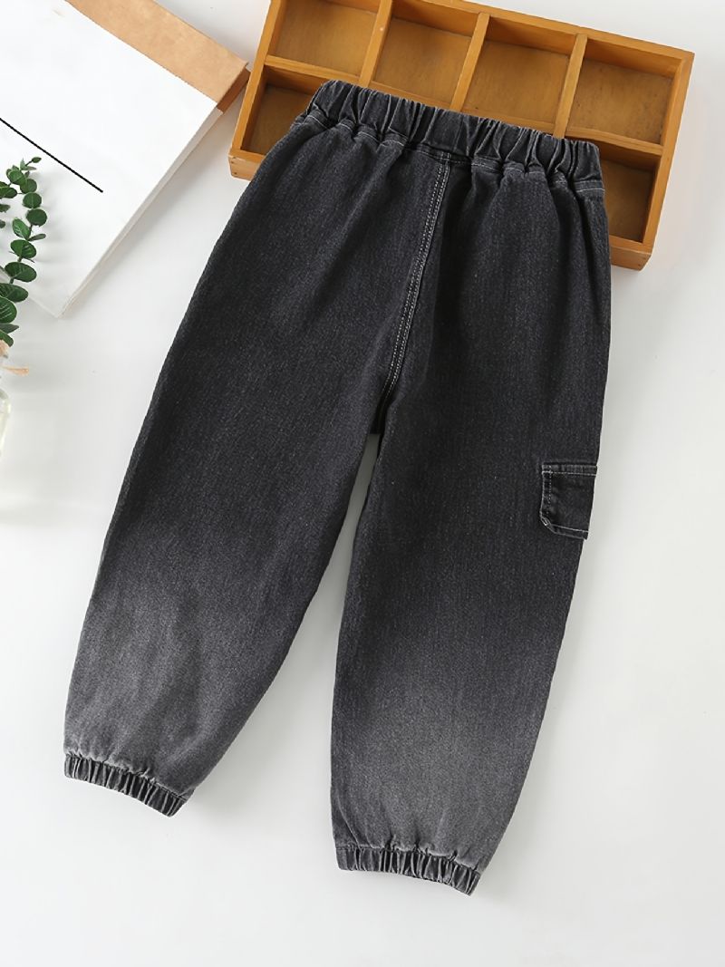 Baby-drenge Tilspidsede Jeans Med Elastisk Linning Og Lommer