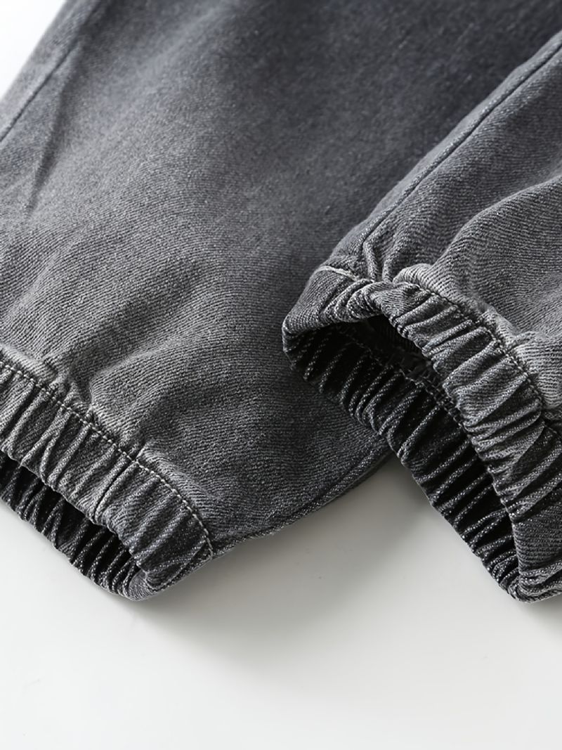 Baby-drenge Tilspidsede Jeans Med Elastisk Linning Og Lommer