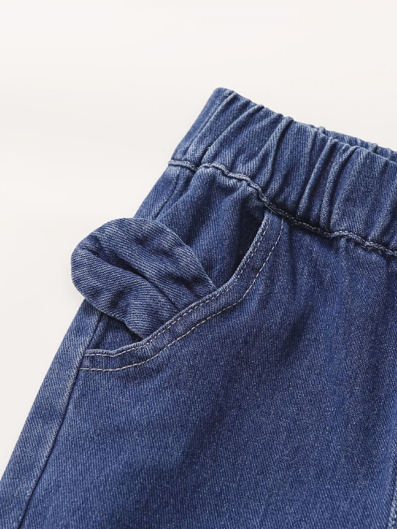 Baby Piger Jeans Børns Elastiske Talje Kanin Broderede Joggerbukser