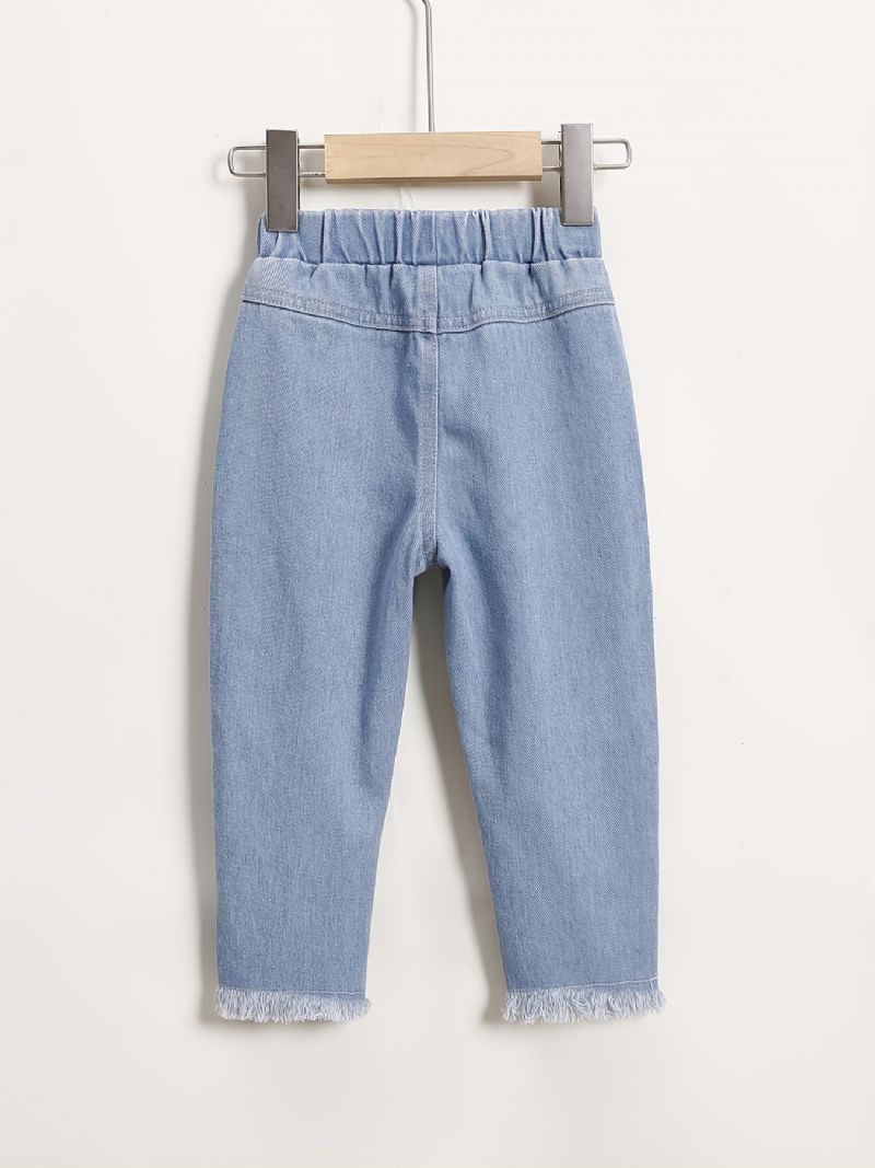 Babypiger Casual Jeans Hjertebroderibukser Børnetøj