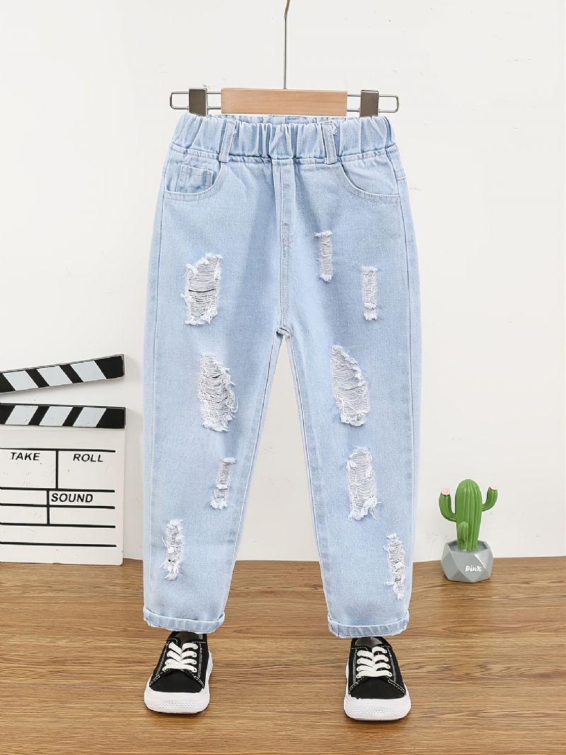 Babypigers Nødstedte Afslappede Jeans Lyseblå