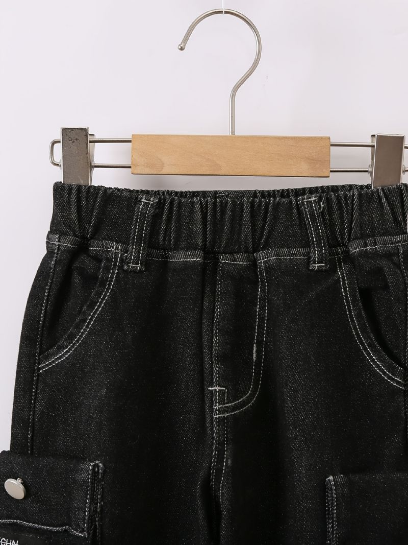 Børn Drenge Casual Denim Mode Jeans Letter Print Pocket Bukser