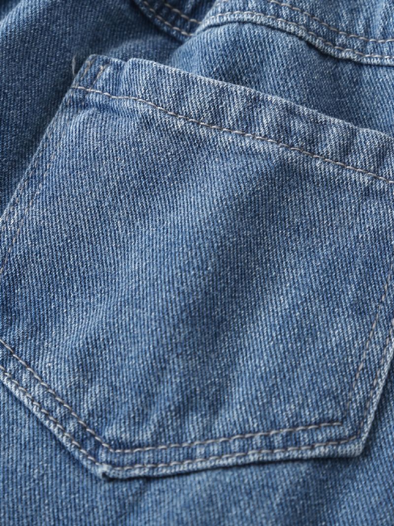 Børn Teenagere Drenge Tilspidsede Jeans Med Elastisk Linning