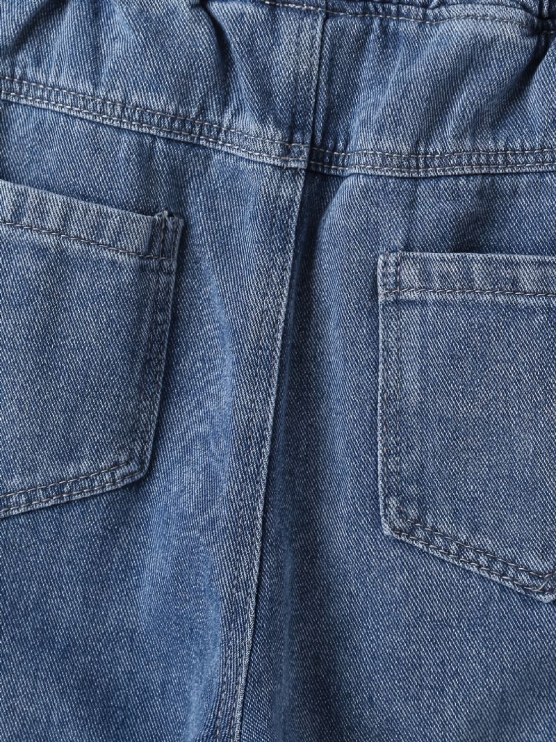Børn Teenagere Drenge Tilspidsede Jeans Med Elastisk Linning