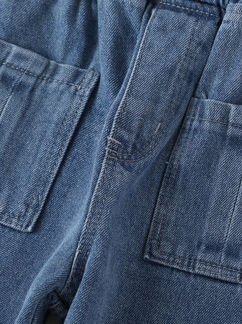 Børn Teenagere Piger Jeans Med Brede Ben Med Elastisk Linning Og Lommer