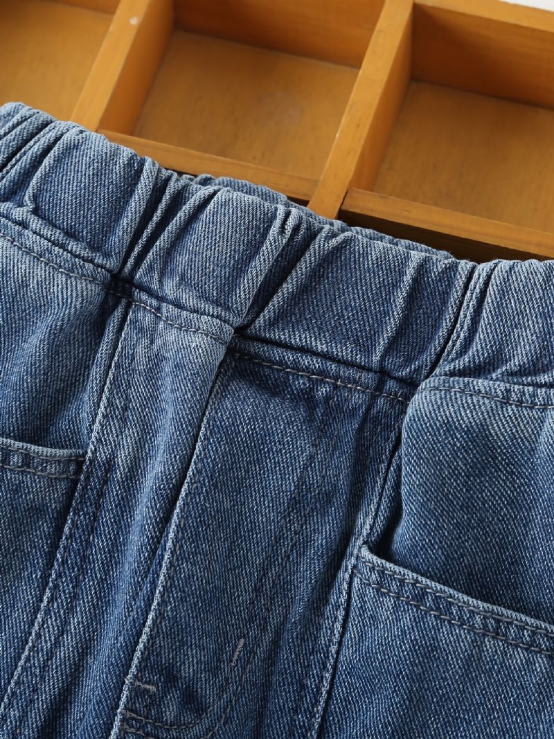 Børn Teenagere Piger Jeans Med Elastisk Linning Og Lommer