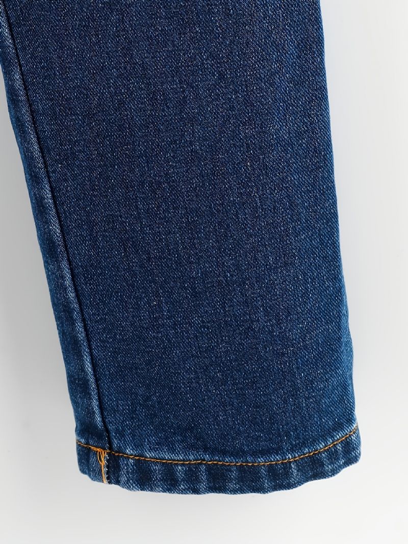Børnepiger Fit Jeans Casual Ensfarvede Elastiske Taljebukser Børnetøj