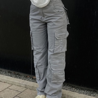Brede Ben Baggy Cargo-bukser Med Klaplommer Pigejeans I Y2k-stil Dametøj Og Denim