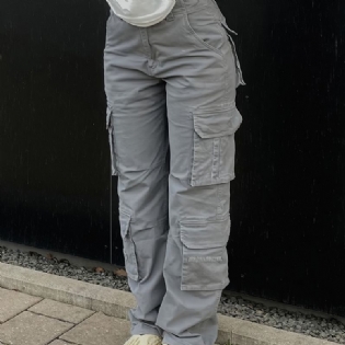 Brede Ben Baggy Cargo-bukser Med Klaplommer Pigejeans I Y2k-stil Dametøj Og Denim