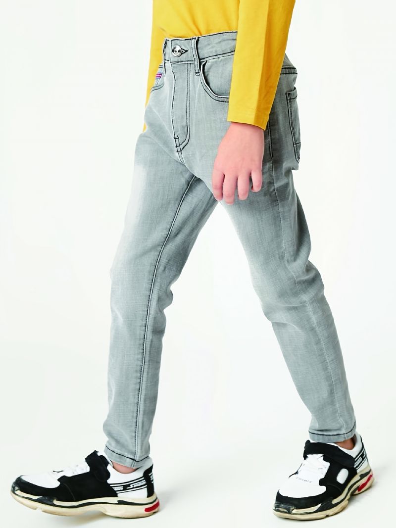 Drenge Casual Blå Grå Stilfuld Denim Jeans Børnetøj