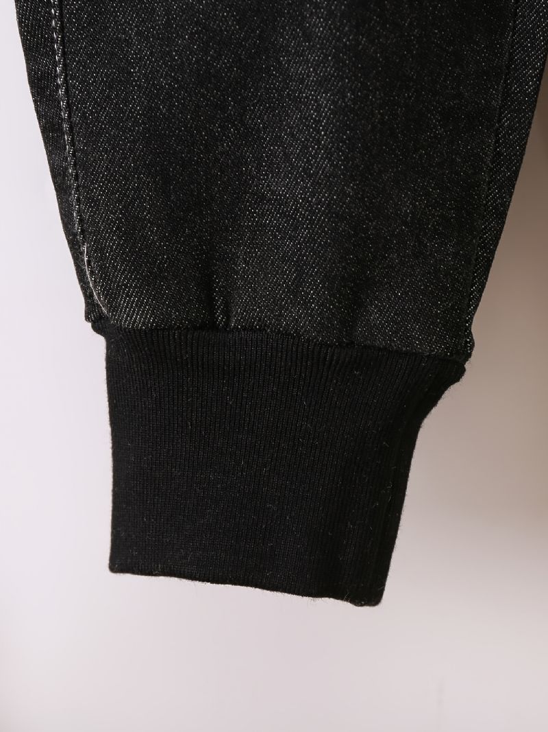 Drenge Casual Black Pocket Front Elastisk Talje Jeans Tøj