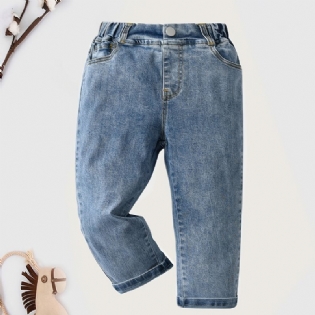 Drenge Casual Lyseblå Stretch Denim Jeans Til Forår Efterår