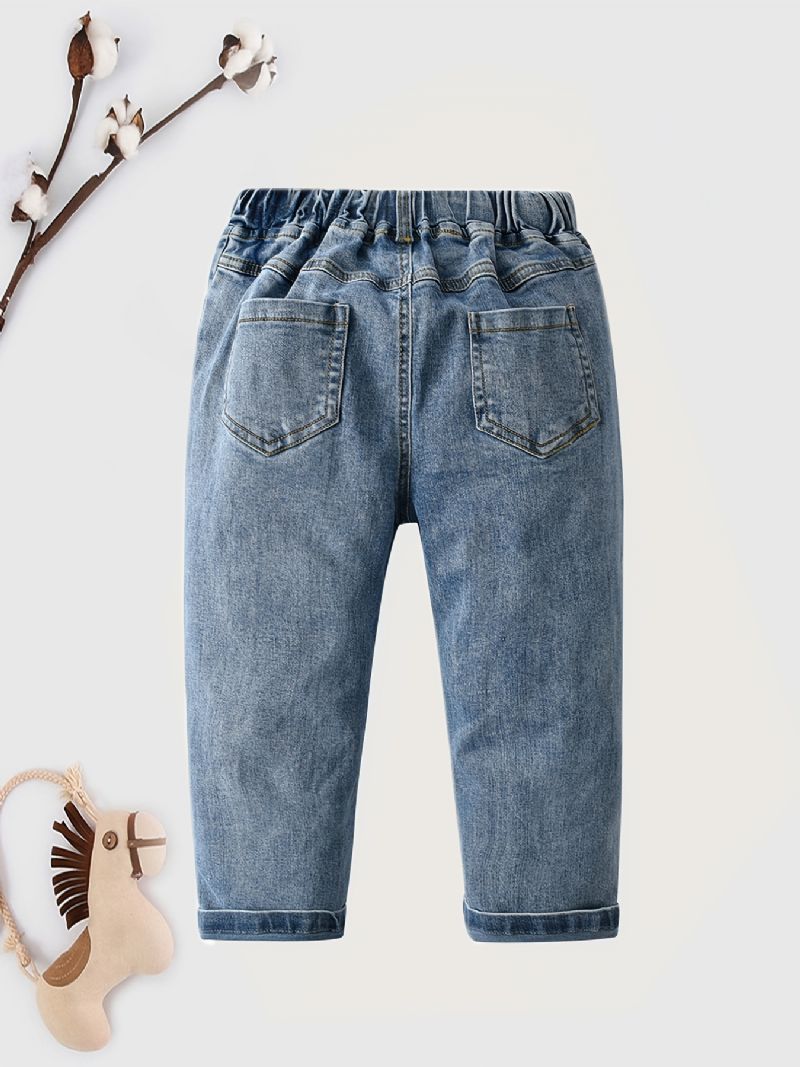 Drenge Casual Lyseblå Stretch Denim Jeans Til Forår Efterår