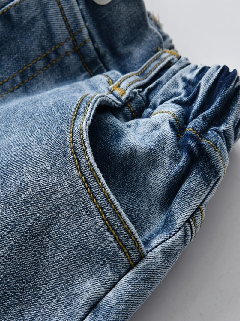 Drenge Casual Lyseblå Stretch Denim Jeans Til Forår Efterår