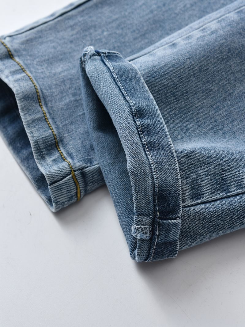 Drenge Casual Lyseblå Stretch Denim Jeans Til Forår Efterår