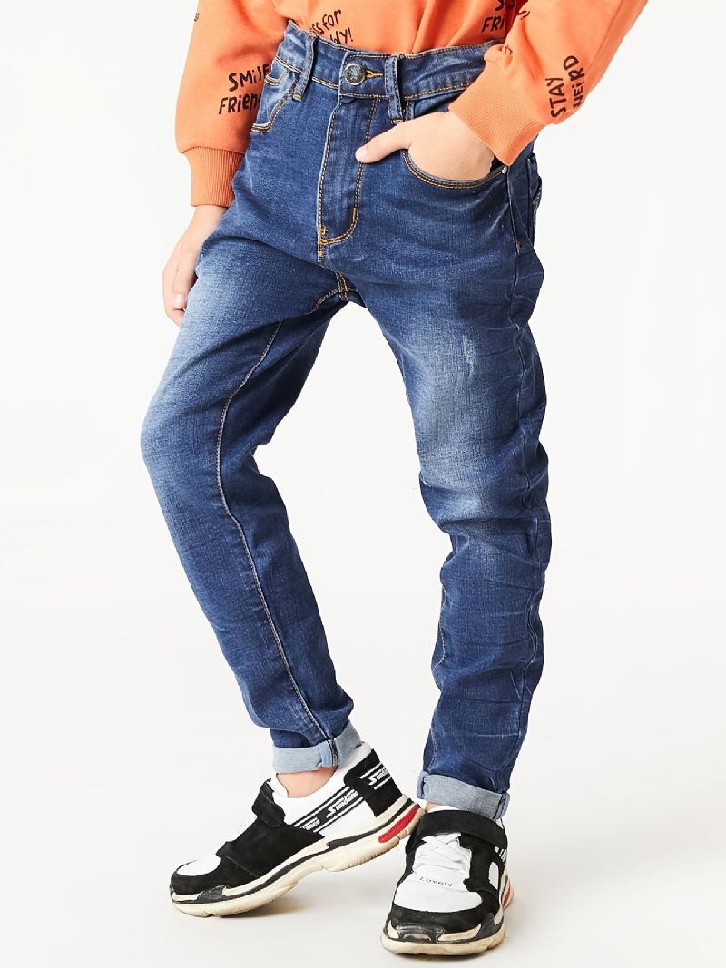 Drenge Casual Simple Vintage Denim Jeans Komfortable Bukser Med Lige Ben