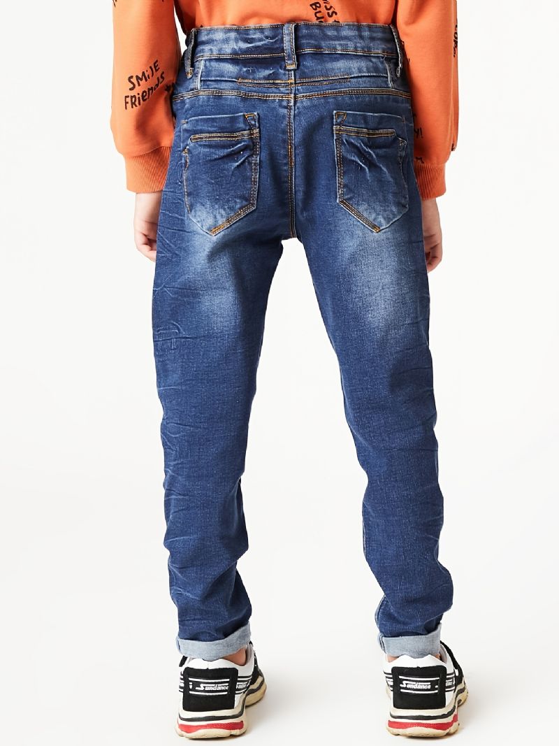 Drenge Casual Simple Vintage Denim Jeans Komfortable Bukser Med Lige Ben