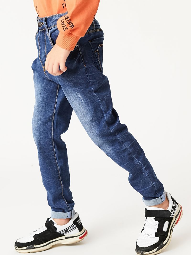 Drenge Casual Simple Vintage Denim Jeans Komfortable Bukser Med Lige Ben