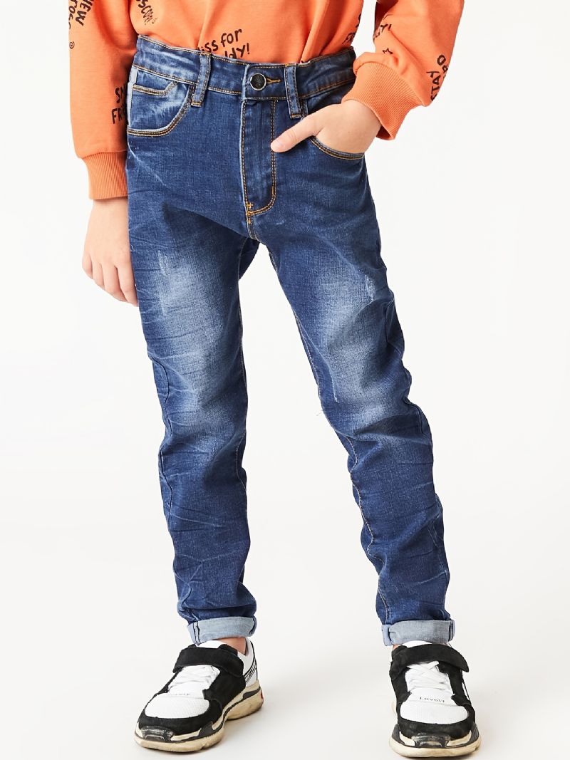 Drenge Casual Simple Vintage Denim Jeans Komfortable Bukser Med Lige Ben