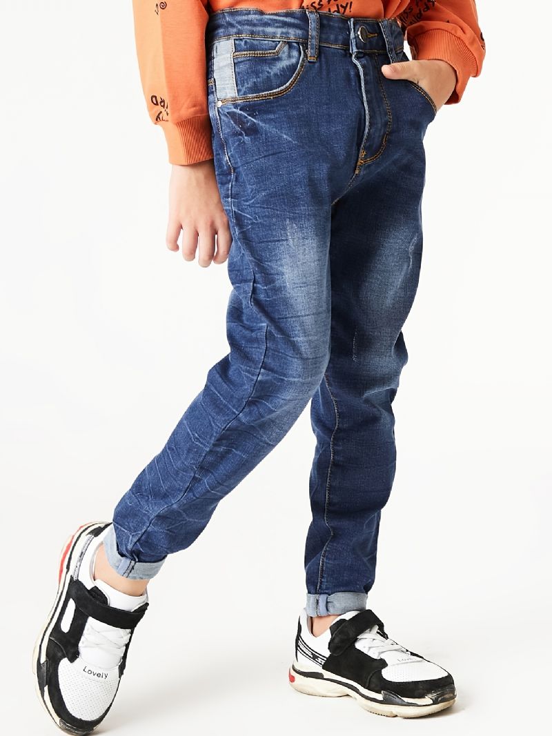 Drenge Casual Simple Vintage Denim Jeans Komfortable Bukser Med Lige Ben