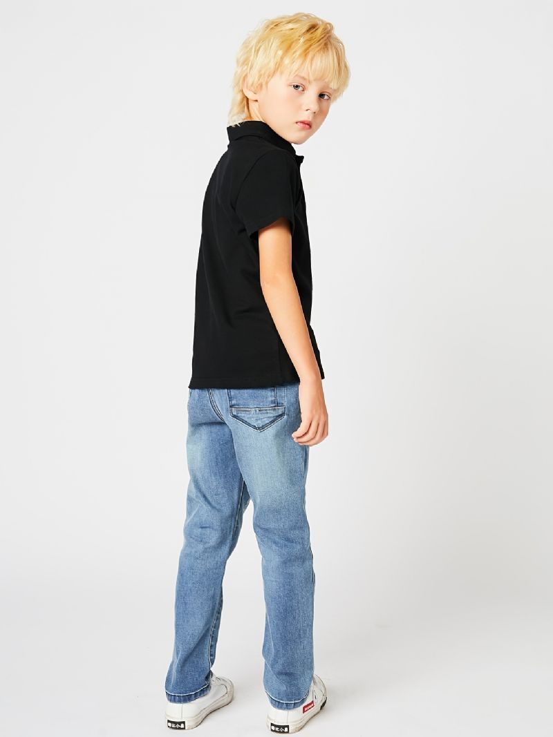 Drenge Casual Simple Vintage Denim Jeans Med Elastisk Talje