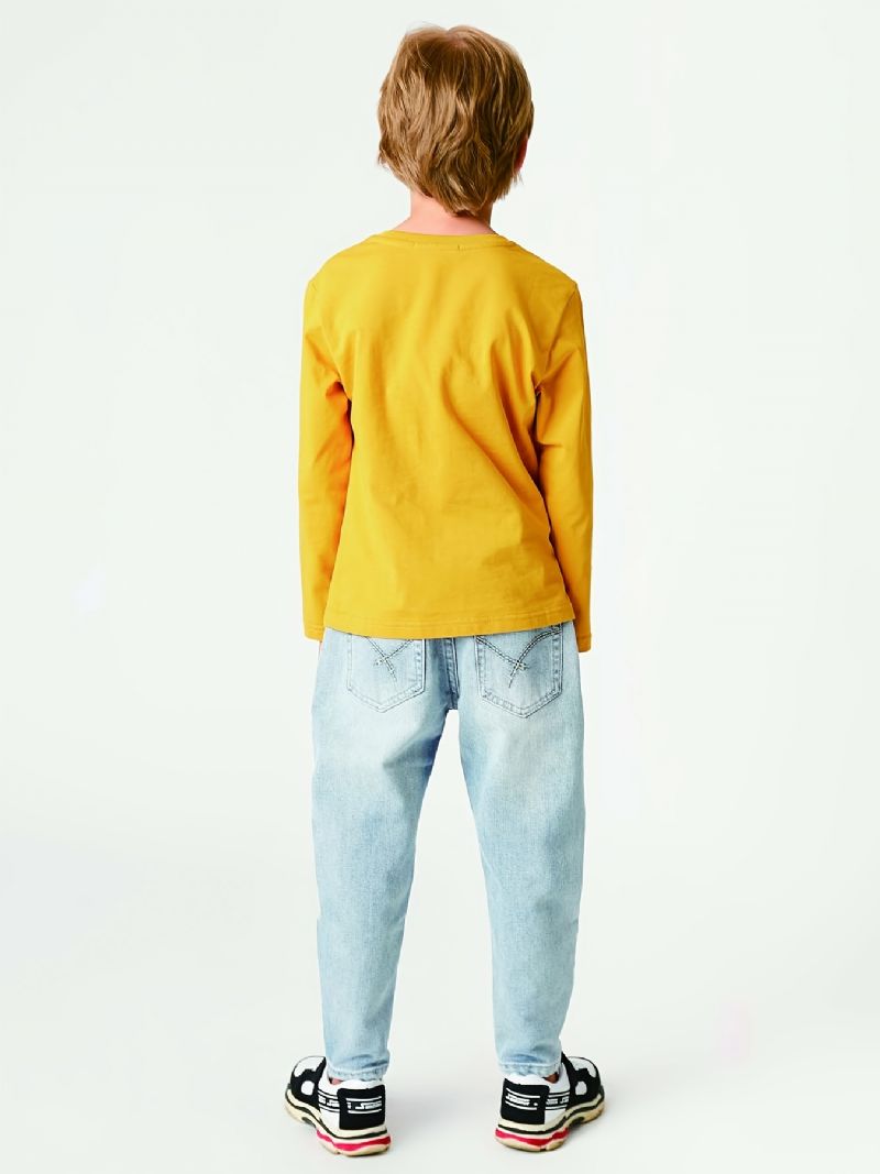 Drenge Casual Simple Vintage Straight Leg Denim Jeans Lyseblå