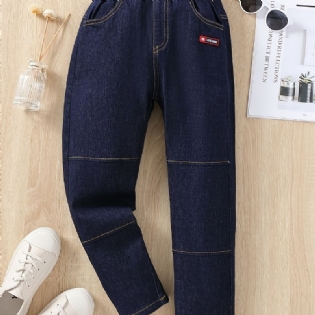 Drenge Casual Solid Elastisk Talje Joggingbukser Denim Jeans Tøj