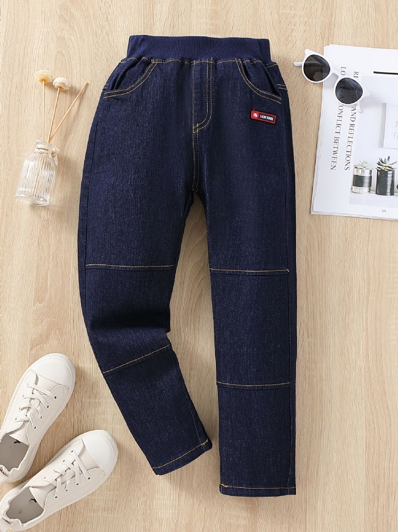 Drenge Casual Solid Elastisk Talje Joggingbukser Denim Jeans Tøj