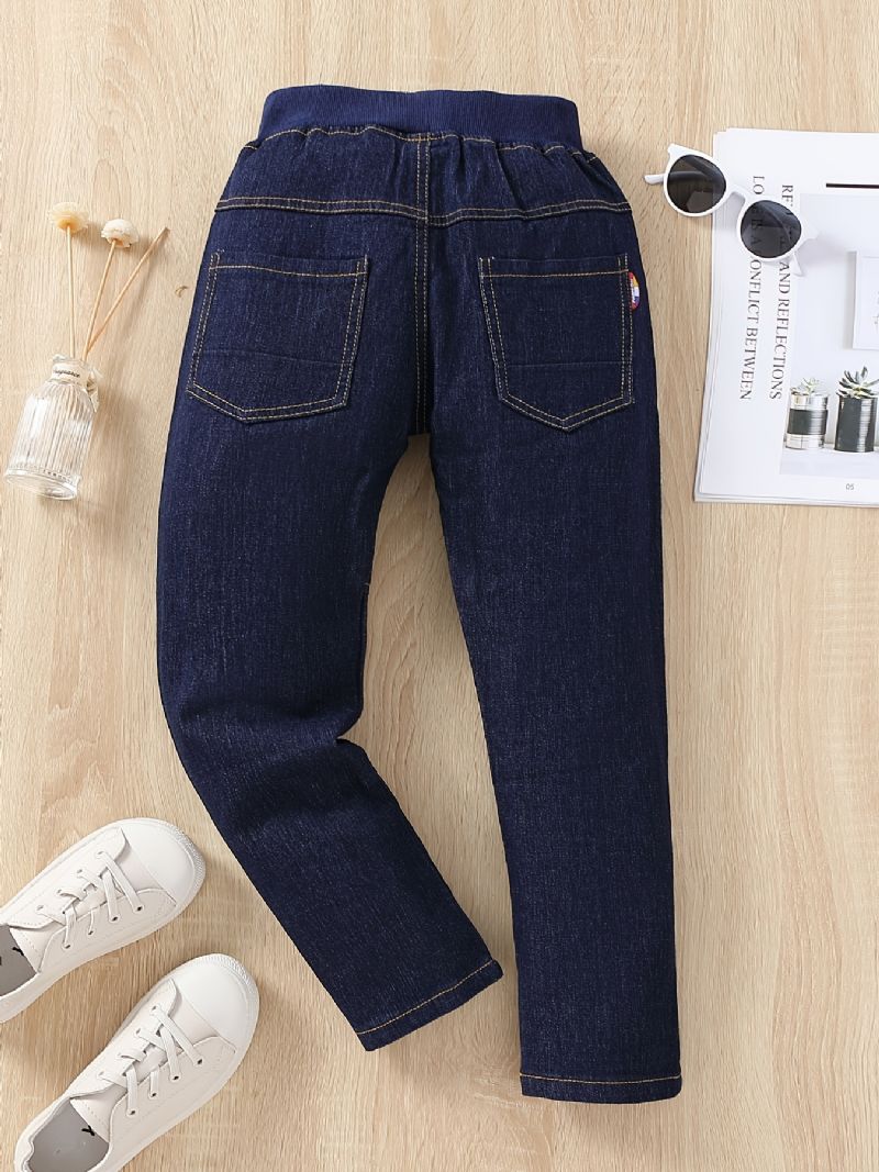 Drenge Casual Solid Elastisk Talje Joggingbukser Denim Jeans Tøj