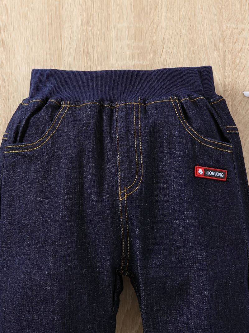 Drenge Casual Solid Elastisk Talje Joggingbukser Denim Jeans Tøj