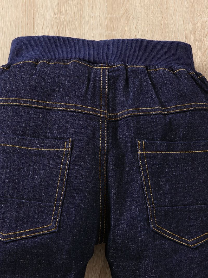 Drenge Casual Solid Elastisk Talje Joggingbukser Denim Jeans Tøj
